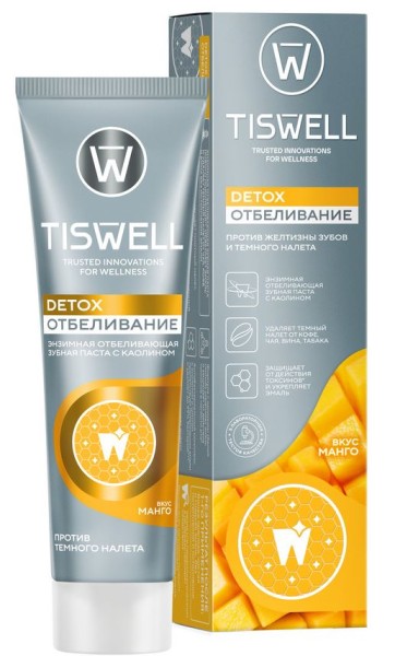 Изображение товара Зубная паста Tiswell отбеливающая энзимная со вкусом манго Detox Отбеливание 110г Зубная паста Tiswell отбеливающая энзимная со вкусом манго Detox Отбеливание 110г фотография